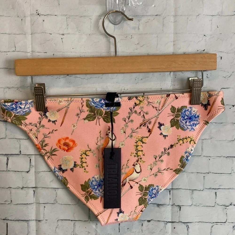 Triangl Swimwear NWT Bird Tropical Floral Pink Bikini Bottoms XL Sexy Vacation